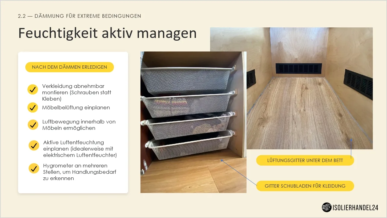 Feuchtigkeit aktiv managen: Lüftungsgitter unterm Bett, Gitterschubladen, Hygrometer