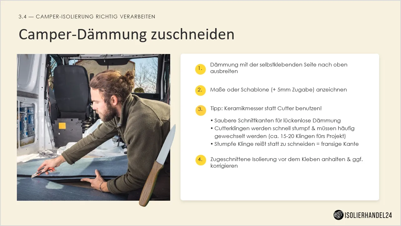 Zuschneiden mit Keramikmesser: 5 mm Zugabe, saubere Schnittkanten