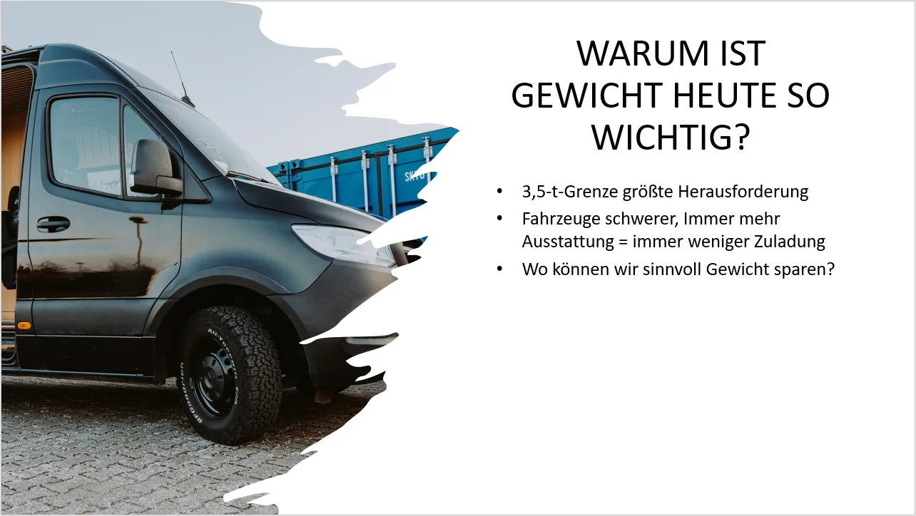 Warum Gewicht heute so wichtig ist: mehr Ausstattung, weniger Zuladung