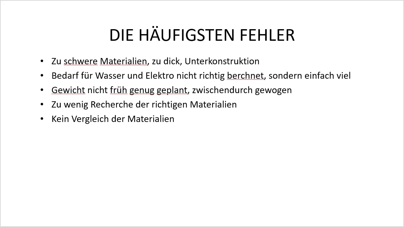 Die häufigsten Fehler beim Gewicht im Selbstausbau